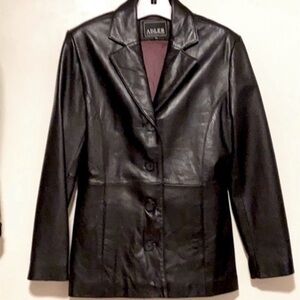 Vintage Adler Women's Black Leather Blazer